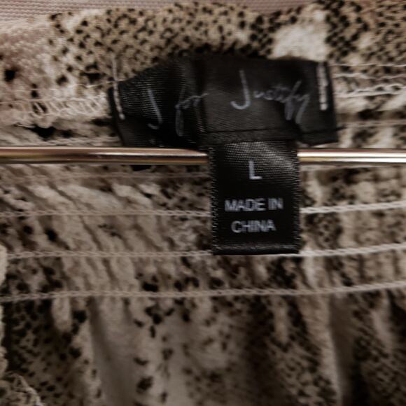 J For Justify Blouse Womens Large Snake Print Off The Shoulder Ruffle Neck Top - Picture 6 of 8